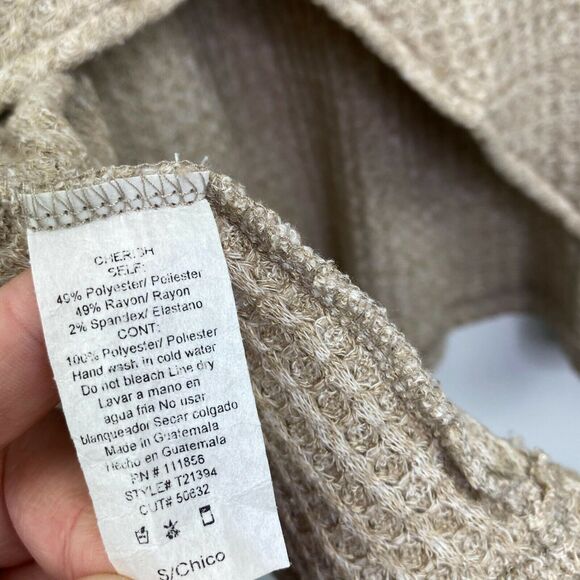 Cherish Boutique Cream Feather Print Open Back Sweater Women Small Boho - Picture 5 of 8